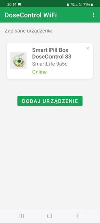Okno startowe aplikacji - status połączenia dawcy