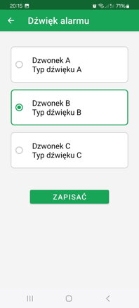 Ustawianie czasu trwania alarmu i ostrzeżenia