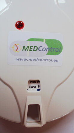 Detal otworu dla wydanie leków dozownika MedControl