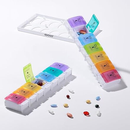 EDOSO Dozownik leków na 7 dni, Pill Box, 2 pojemniki