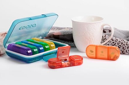 EDOSO Dozownik leków na 7 dni, Pill Box, 7 pojemników i 3 przegródki