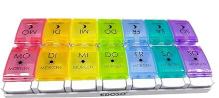 EDOSO Dozownik leków na 7 dni, Pill Box, 2 pojemniki