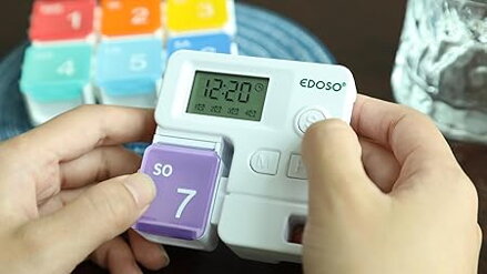 MINI tygodniowy elektroniczny dozownik leków z alarmem na 7 dni z 7 pojemnikami EDOSO