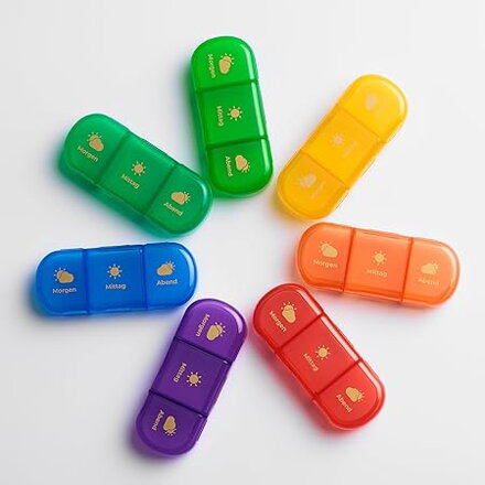 EDOSO Dozownik leków na 7 dni, Pill Box, 7 pojemników i 3 przegródki