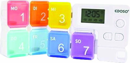 EDOSO Dozownik leków na 7 dni z 7 pojemnikami i alarmem