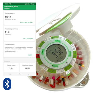 Smart BLUETOOTH elektroniczny dozownik leków DoseControl | Najnowszy model 2021 | PEŁNA pokrywa  | POLSKIE szablony | STEROWANIE zdalne i monitorowanie przez aplikację